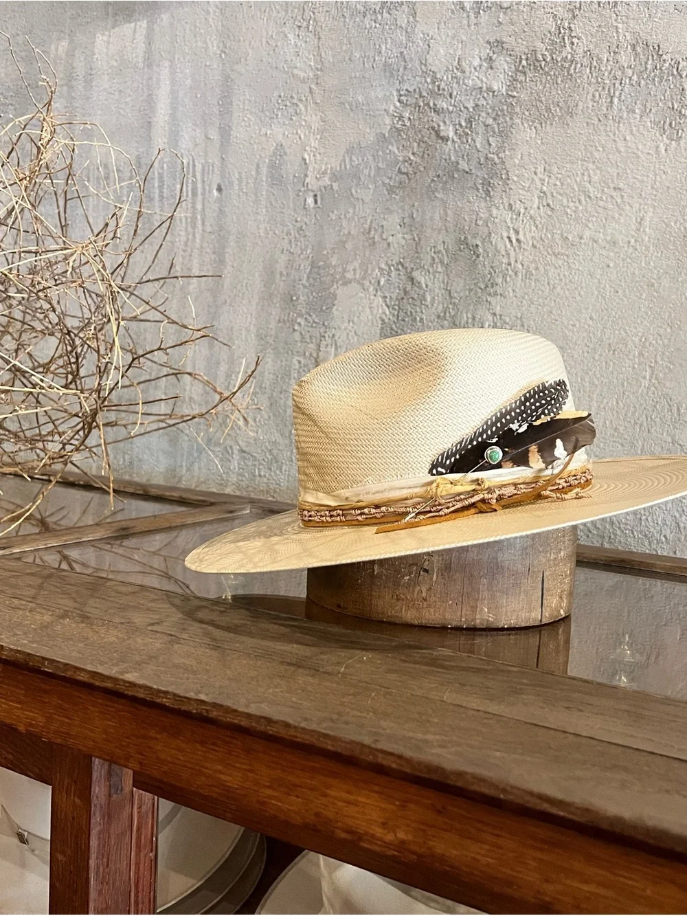 Stetson Juno Sand Straw Hat—custom Mufrais (ATX) styling, like NEW in box, M